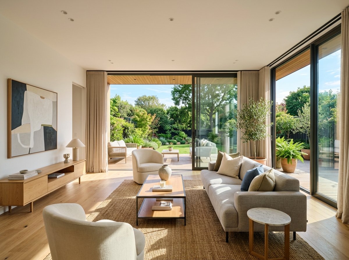 Beautiful interior with sliding windows